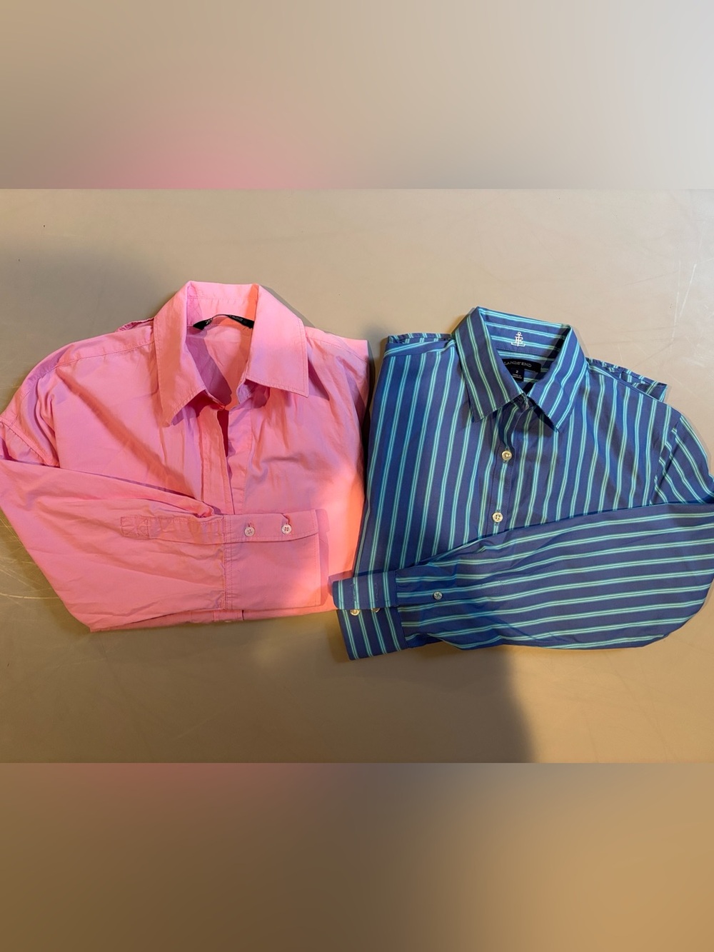 Zara & Lands End bundle of 2,Button-front L/S Cotton Shirts. One great price!